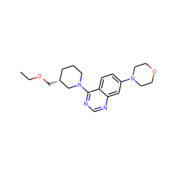 CCOC[C@@H]1CCCN(c2ncnc3cc(N4CCOCC4)ccc23)C1 ZINC000206209812