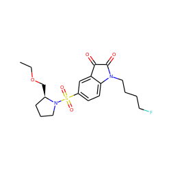 CCOC[C@@H]1CCCN1S(=O)(=O)c1ccc2c(c1)C(=O)C(=O)N2CCCCF ZINC000095603828