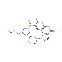 CCOC[C@H]1CCN(C(=O)c2cc3c(cc2C)[nH]c(=O)c2cnn(C4CCOCC4)c23)C1 ZINC000261191109