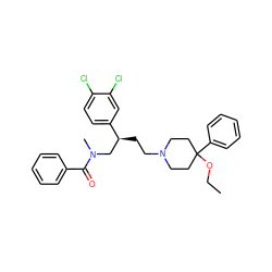 CCOC1(c2ccccc2)CCN(CC[C@@H](CN(C)C(=O)c2ccccc2)c2ccc(Cl)c(Cl)c2)CC1 ZINC000028010053