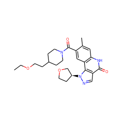 CCOCCC1CCN(C(=O)c2cc3c(cc2C)[nH]c(=O)c2cnn([C@H]4CCOC4)c23)CC1 ZINC000261142130