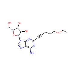 CCOCCCC#Cc1nc(N)c2ncn([C@@H]3O[C@H](CO)[C@@H](O)[C@H]3O)c2n1 ZINC000012405278