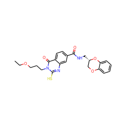 CCOCCCn1c(S)nc2cc(C(=O)NC[C@H]3COc4ccccc4O3)ccc2c1=O ZINC000002972158