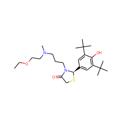 CCOCCN(C)CCCN1C(=O)CS[C@@H]1c1cc(C(C)(C)C)c(O)c(C(C)(C)C)c1 ZINC000013781674