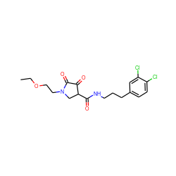 CCOCCN1CC(C(=O)NCCCc2ccc(Cl)c(Cl)c2)C(=O)C1=O ZINC000141959367