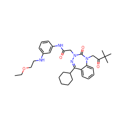 CCOCCNc1cccc(NC(=O)CN2N=C(C3CCCCC3)c3ccccc3N(CC(=O)C(C)(C)C)C2=O)c1 ZINC000043523570