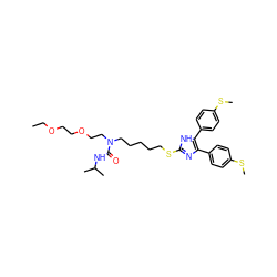 CCOCCOCCN(CCCCCSc1nc(-c2ccc(SC)cc2)c(-c2ccc(SC)cc2)[nH]1)C(=O)NC(C)C ZINC000026018085