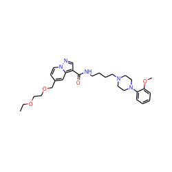 CCOCCOCc1ccn2ncc(C(=O)NCCCCN3CCN(c4ccccc4OC)CC3)c2c1 ZINC000082149173