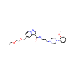 CCOCCOCc1ccn2ncc(C(=O)NCCCN3CCN(c4ccccc4OC)CC3)c2c1 ZINC000082149171