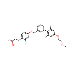 CCOCCOc1cc(C)c(-c2cccc(COc3ccc(CCC(=O)O)c(F)c3)c2)c(C)c1 ZINC000084758911