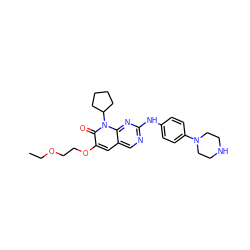 CCOCCOc1cc2cnc(Nc3ccc(N4CCNCC4)cc3)nc2n(C2CCCC2)c1=O ZINC001772611658