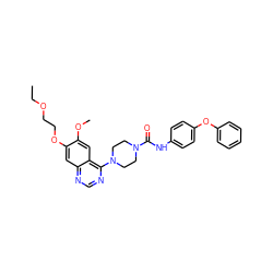 CCOCCOc1cc2ncnc(N3CCN(C(=O)Nc4ccc(Oc5ccccc5)cc4)CC3)c2cc1OC ZINC000027553905