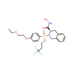 CCOCCOc1ccc([P@](=O)(OCCC(F)(F)F)N2Cc3ccccc3C[C@@H]2C(=O)NO)cc1 ZINC000013438464