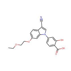 CCOCCOc1ccc2c(C#N)cn(-c3ccc(C(=O)O)c(O)c3)c2c1 ZINC000202394167