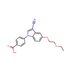 CCOCCOc1ccc2c(c1)c(C#N)cn2-c1ccc(C(=O)O)cc1 ZINC000202400092