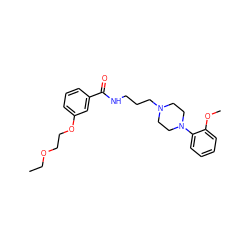 CCOCCOc1cccc(C(=O)NCCCN2CCN(c3ccccc3OC)CC2)c1 ZINC000073197454