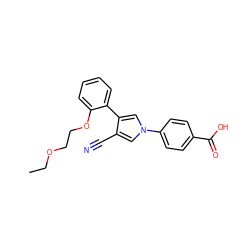 CCOCCOc1ccccc1-c1cn(-c2ccc(C(=O)O)cc2)cc1C#N ZINC000200823937