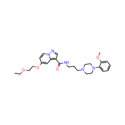 CCOCCOc1ccn2ncc(C(=O)NCCCN3CCN(c4ccccc4OC)CC3)c2c1 ZINC000073199879