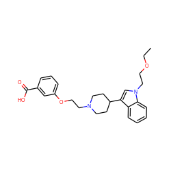 CCOCCn1cc(C2CCN(CCOc3cccc(C(=O)O)c3)CC2)c2ccccc21 ZINC000013586271