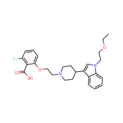 CCOCCn1cc(C2CCN(CCOc3cccc(F)c3C(=O)O)CC2)c2ccccc21 ZINC000013586254