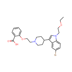 CCOCCn1cc(C2CCN(CCOc3ccccc3C(=O)O)CC2)c2cc(Br)ccc21 ZINC000013586250