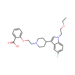 CCOCCn1cc(C2CCN(CCOc3ccccc3C(=O)O)CC2)c2cc(F)ccc21 ZINC000013586248