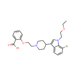 CCOCCn1cc(C2CCN(CCOc3ccccc3C(=O)O)CC2)c2cccc(Br)c21 ZINC000013586251