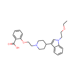 CCOCCn1cc(C2CCN(CCOc3ccccc3C(=O)O)CC2)c2ccccc21 ZINC000013586246