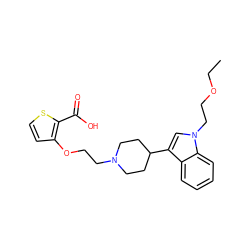 CCOCCn1cc(C2CCN(CCOc3ccsc3C(=O)O)CC2)c2ccccc21 ZINC000013586281