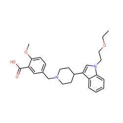 CCOCCn1cc(C2CCN(Cc3ccc(OC)c(C(=O)O)c3)CC2)c2ccccc21 ZINC000003819753