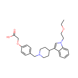 CCOCCn1cc(C2CCN(Cc3ccc(OCC(=O)O)cc3)CC2)c2ccccc21 ZINC000013586277