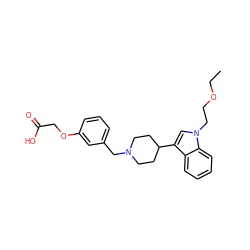 CCOCCn1cc(C2CCN(Cc3cccc(OCC(=O)O)c3)CC2)c2ccccc21 ZINC000013586276