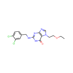 CCOCCn1cnc2nc(NCc3ccc(Cl)c(Cl)c3)[nH]c(=O)c21 ZINC000028345897