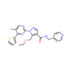 CCOCc1c(C(=O)NCc2ccncc2)cnn1-c1ncc(C)c(-c2cccs2)n1 ZINC000096273270