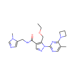 CCOCc1c(C(=O)NCc2cncn2C)cnn1-c1ncc(C)c(N2CCC2)n1 ZINC000096273271