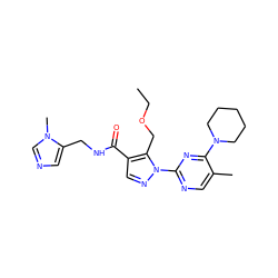 CCOCc1c(C(=O)NCc2cncn2C)cnn1-c1ncc(C)c(N2CCCCC2)n1 ZINC000096273273