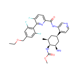 CCOCc1cc(F)c(-c2nc(C(=O)Nc3cnccc3[C@@H]3C[C@H](C)[C@H](NC(=O)OC)[C@H](N)C3)ccc2F)c(F)c1 ZINC000261086015