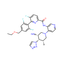 CCOCc1cc(F)c(-c2nc(C(=O)Nc3cnccc3N3C[C@H](C)[C@H](n4ccnn4)[C@H](N)C3)ccc2F)c(F)c1 ZINC000261186973