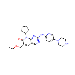 CCOCc1cc2cnc(Nc3ccc(N4CCNCC4)cn3)nc2n(C2CCCC2)c1=O ZINC000013641606