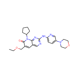 CCOCc1cc2cnc(Nc3ccc(N4CCOCC4)cn3)nc2n(C2CCCC2)c1=O ZINC000038389741