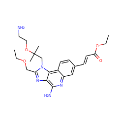 CCOCc1nc2c(N)nc3cc(/C=C/C(=O)OCC)ccc3c2n1CC(C)(C)OCCN ZINC001772583071