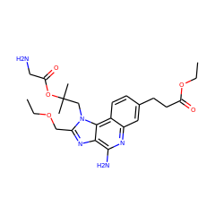 CCOCc1nc2c(N)nc3cc(CCC(=O)OCC)ccc3c2n1CC(C)(C)OC(=O)CN ZINC001772645862