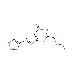 CCOCc1nc2cc(-c3cn[nH]c3C)sc2c(=O)[nH]1 ZINC000145261916