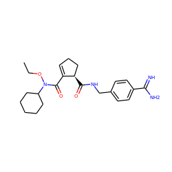 CCON(C(=O)C1=CCC[C@H]1C(=O)NCc1ccc(C(=N)N)cc1)C1CCCCC1 ZINC000013807999