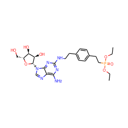 CCOP(=O)(CCc1ccc(CCNc2nc(N)c3ncn([C@@H]4O[C@H](CO)[C@@H](O)[C@H]4O)c3n2)cc1)OCC ZINC000026576699