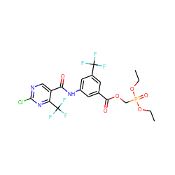 CCOP(=O)(COC(=O)c1cc(NC(=O)c2cnc(Cl)nc2C(F)(F)F)cc(C(F)(F)F)c1)OCC ZINC000027410791