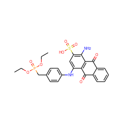 CCOP(=O)(Cc1ccc(Nc2cc(S(=O)(=O)O)c(N)c3c2C(=O)c2ccccc2C3=O)cc1)OCC ZINC000049757435