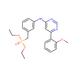 CCOP(=O)(Cc1cccc(Nc2cc(-c3ccccc3OC)ncn2)c1)OCC ZINC000169342904