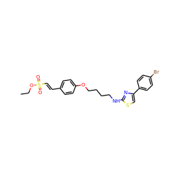 CCOS(=O)(=O)/C=C/c1ccc(OCCCCNc2nc(-c3ccc(Br)cc3)cs2)cc1 ZINC000084730653