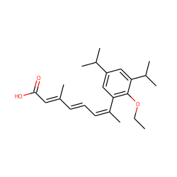 CCOc1c(/C(C)=C\C=C\C(C)=C\C(=O)O)cc(C(C)C)cc1C(C)C ZINC000013522225